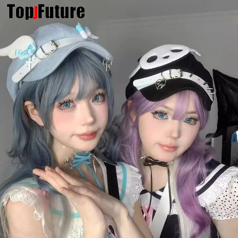 Women Y2K Girl wing punk Harajuku Gothic Lolita lace up cross short necklace Halloween cosplay props subculture Chokers Choker