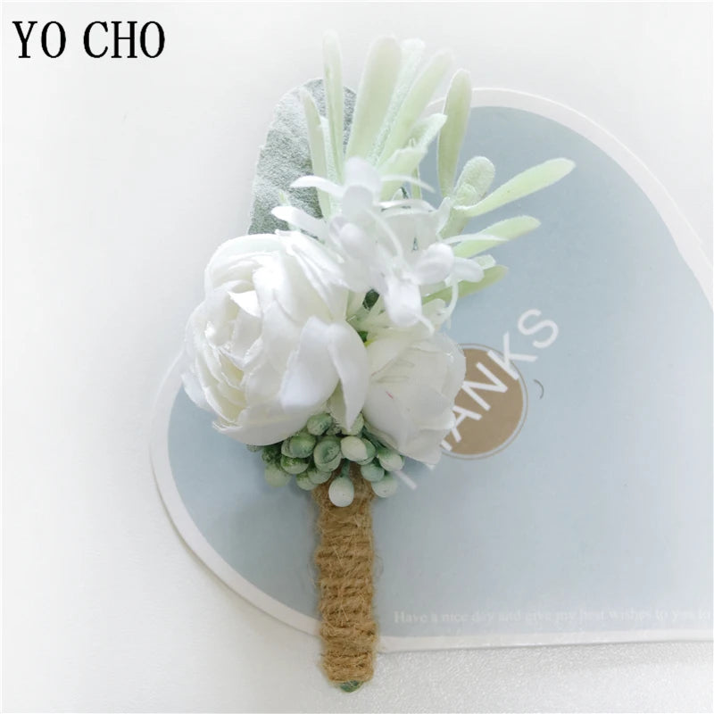 White Brooches Man Suit Shirt Collar Lapel Pin Brooch Pins Wedding Party Accessories Bridesmaid Bracelet Flowers Corsages Flower