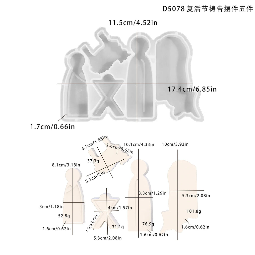 Easter Prayer Activities Ornament Silicone Mold DIY Human Sheep Holy Fire Cement Gypsum Plaster Mould Craft Art Epoxy Resin Mold