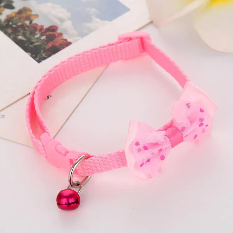 Pet Collar Adjustable Durable Cat Collars Cute Bow Kitten Necklace Soft Bell Puppy Lead Pet Product Dog Supplies Cat Accessories