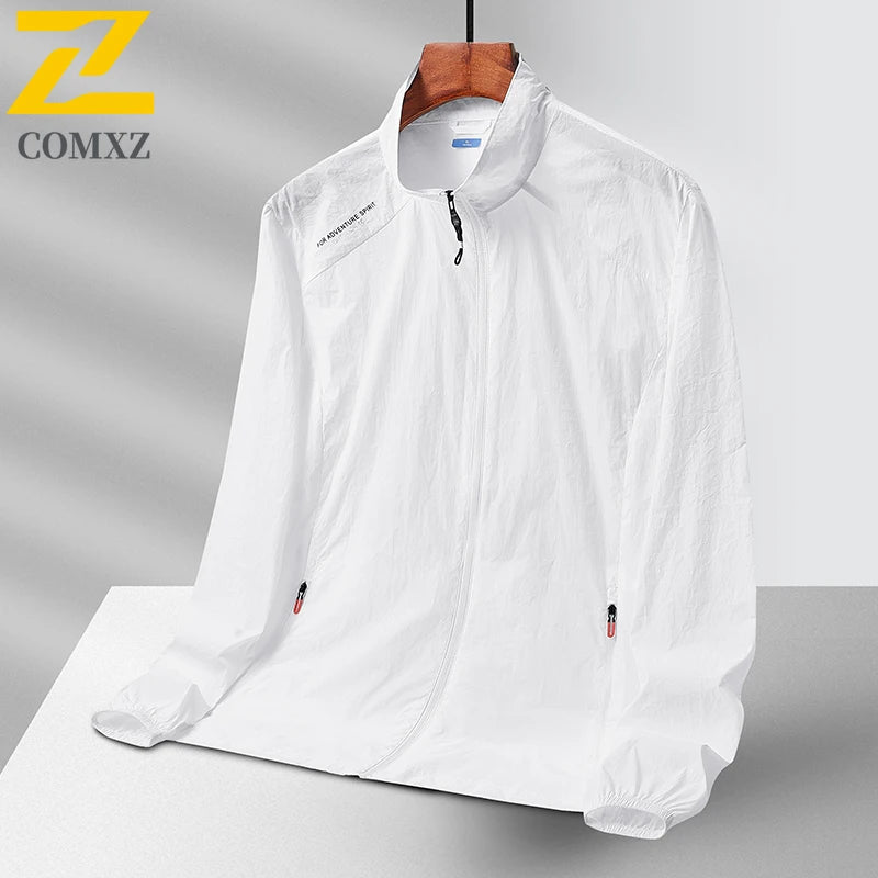 Summer Sun Protection Clothing Mens Gym Lightweight Breathable UV Protection Lapel Coat Casual Fishing Hiking Solid Color Jacket