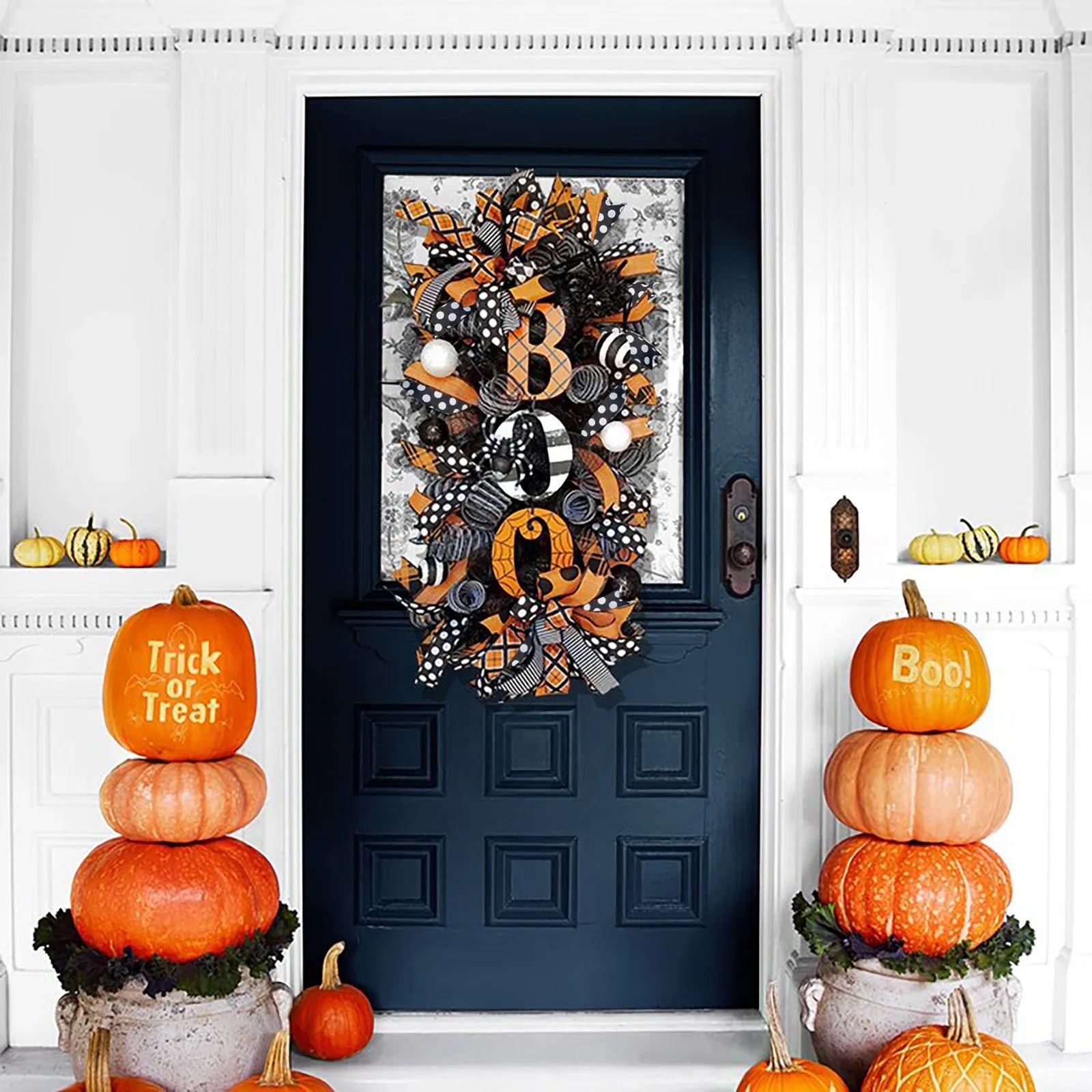 3D Halloween Swag Wreath Fall Wreath Outdoor Front Door Indoor Wall Decor Ornament, Creative Funny Halloween Door Decoration
