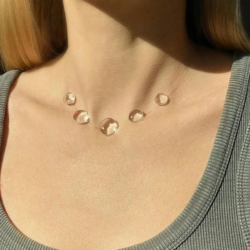 Water Drop Necklace Transparent Raindrop Earrings Jewelry Accessories for Women Minimalist Ice-Clear Dewdrop Elegant Party Gifts