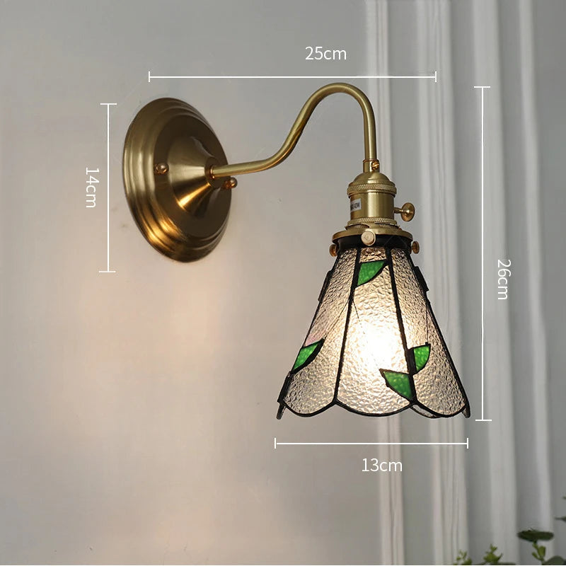 Bedroom headboard Tiffany living room background wall light light luxury Nordic American retro corridor corridor all copper wall