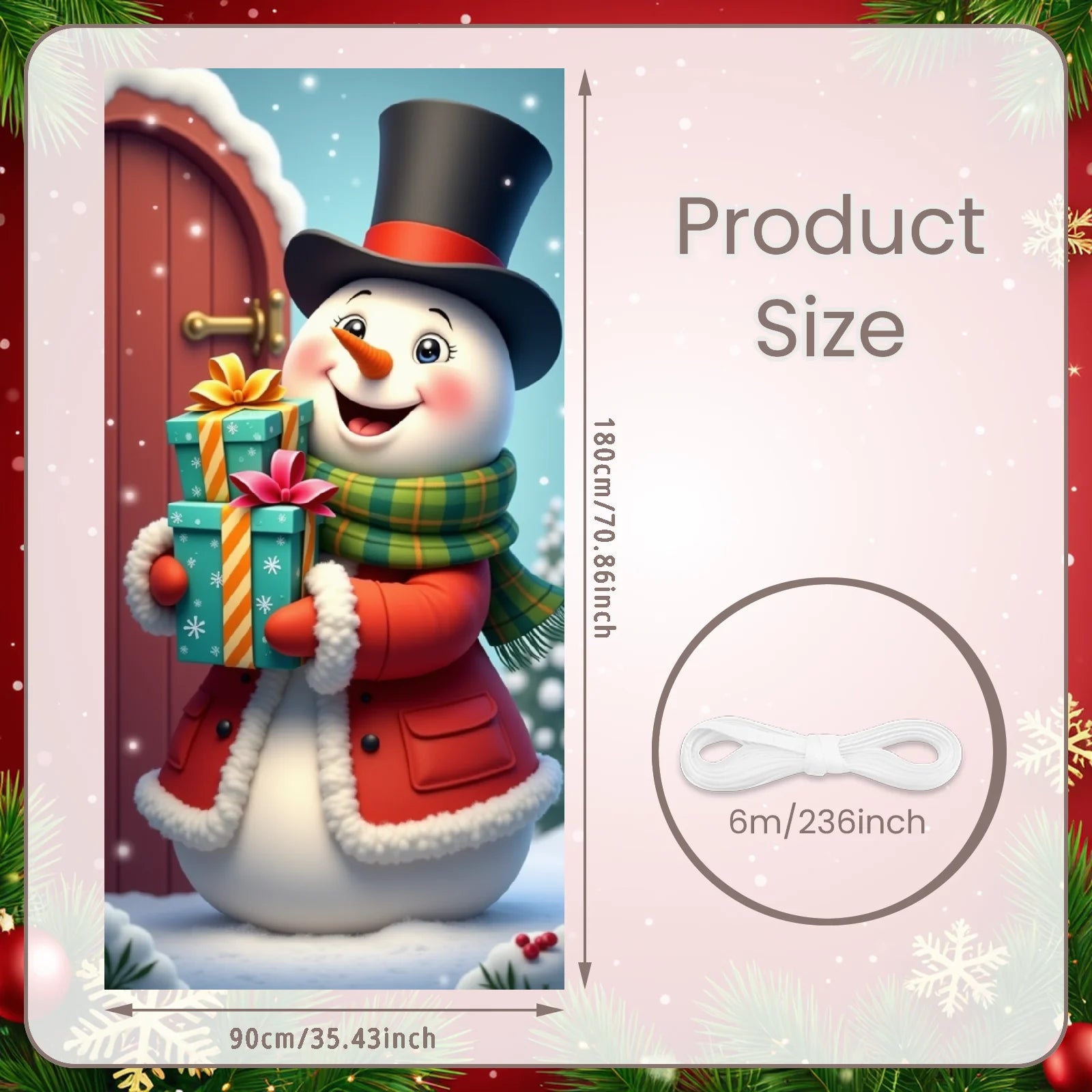 Christmas Banner Red Ornaments Holiday Decoration Snowflake Pattern Winter Festivities for Home Decoration Holiday Celebration I