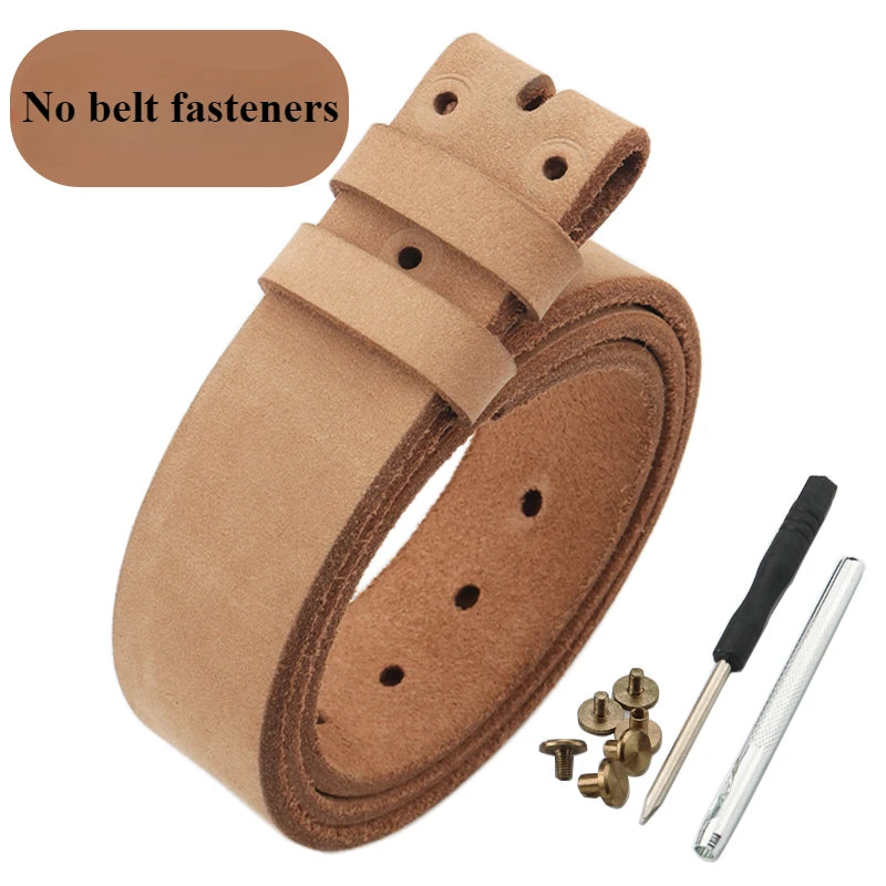 Leather Belt for Men Made From Genuine Whole Cowhide, Trimmed Edge Belt, Cowhide in Natural Color, Casual and Retro Style,
