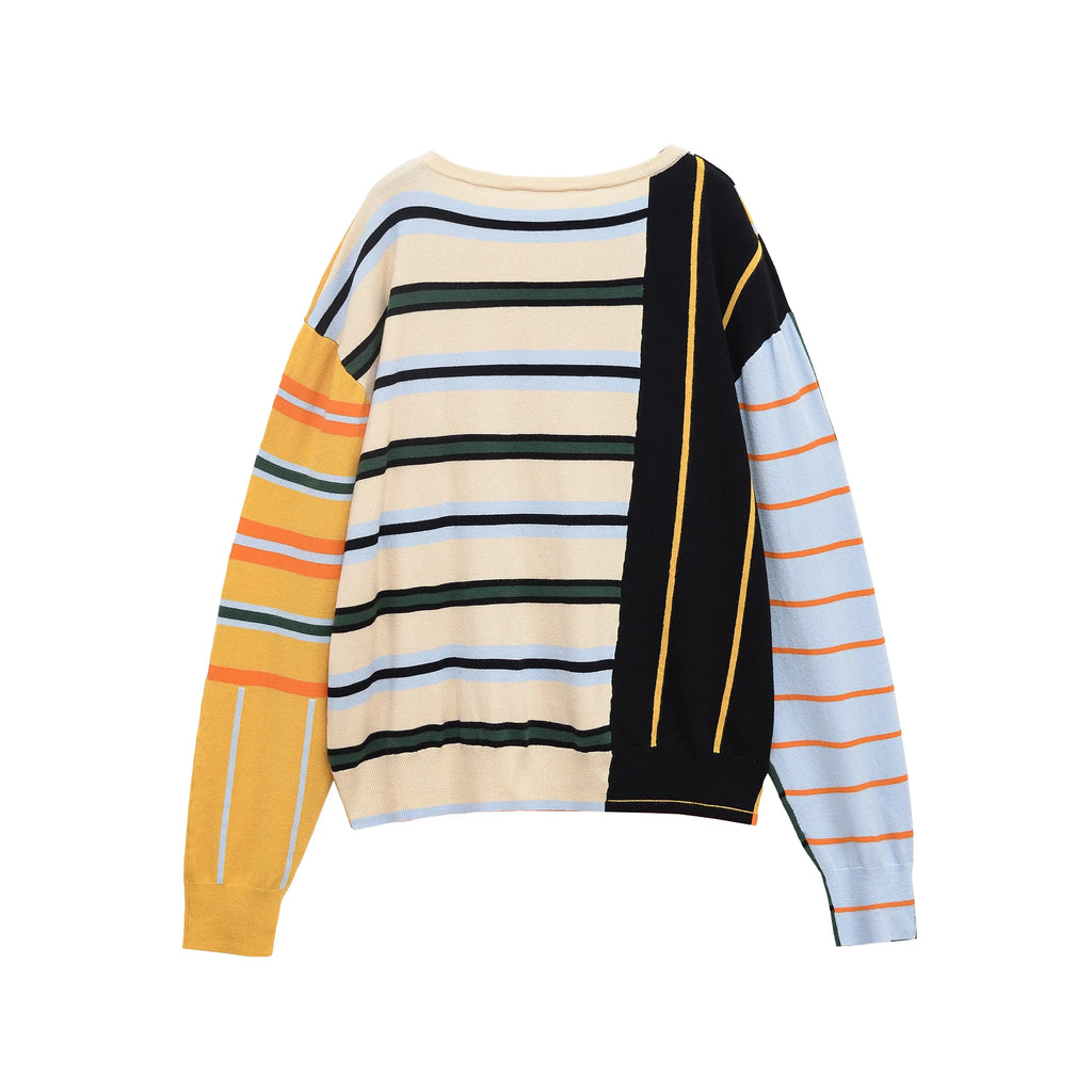 Women's Sweater 2025 New Fashion Autumn and Winter Contrast Panelled Knitted Sweater for Women Causal Chic Ladies Top