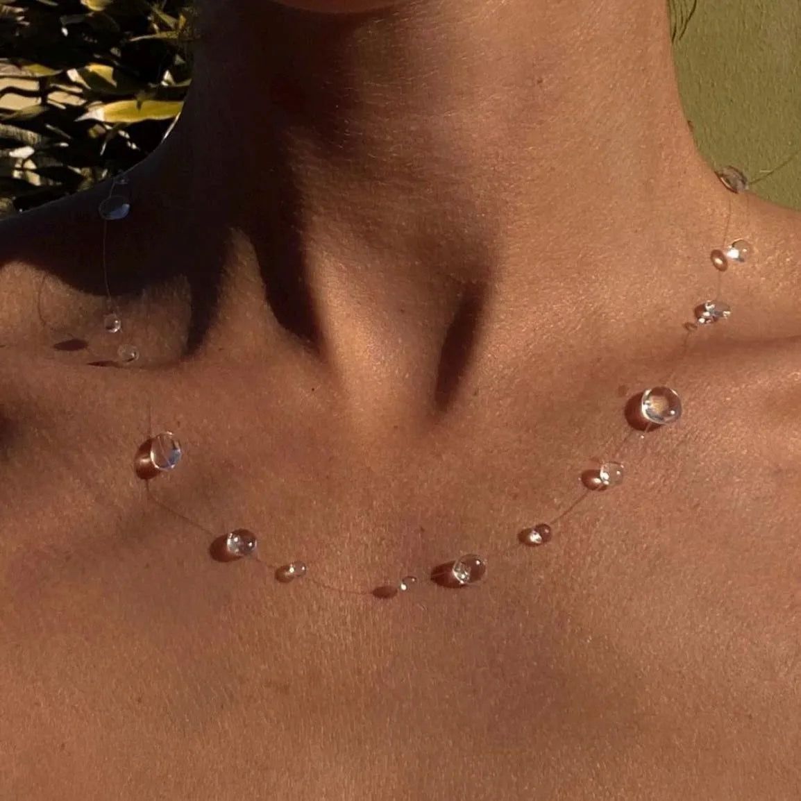 Water Drop Necklace Transparent  Raindrop Earrings Minimalist Ice-Clear Dewdrop Jewelry for Women Elegant Accessories Gift