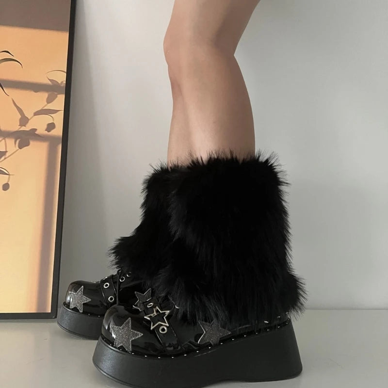 Faux Furs Leg Warmer,Warm Soft Cozy Fuzzy Leg Warmer Boot Cuffs Cover for Women Party Costumes Boot Sleeves Boot Covers