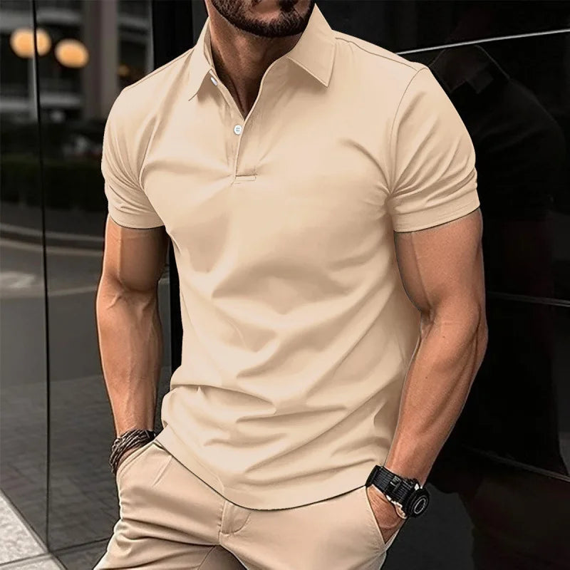 Fashion Men's Solid Color Polos T-Shirts Summer Short Sleeve Street Trend White Black Red POLO Tee 6XL Plus Size Casual Tops