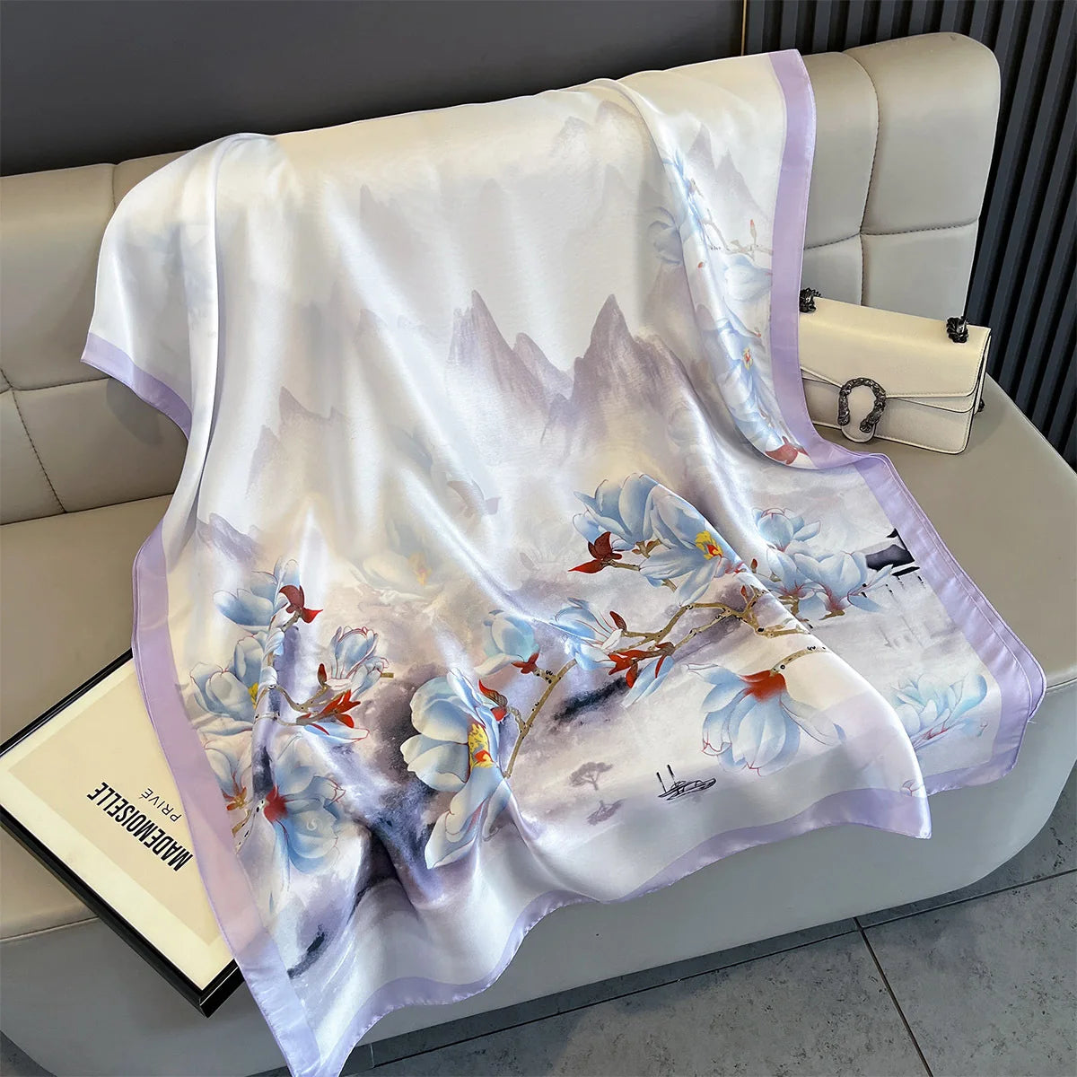 New Women Scarves Spring Summer Autumn Luxury Print Thin Light Satin Scarf Fashion Wrap Shawls 55 Colors Elegant Bandana Poncho