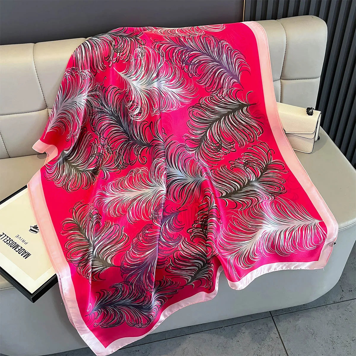 New Women Scarves Spring Summer Autumn Luxury Print Thin Light Satin Scarf Fashion Wrap Shawls 55 Colors Elegant Bandana Poncho