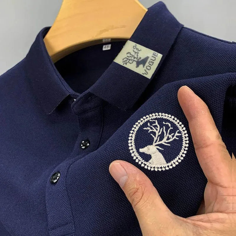 Men's Casual Fashion Polo Shirt Breathable and Comfortable Embroidered Top