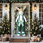 Spring Easter Theme Charming Rabbit On The Toilet Grass Flower Eggs Door Banner Cover Backdrop Easter Festival Party Porch Decor