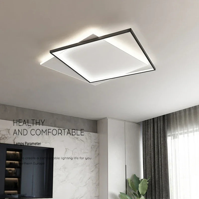 Bedroom Light Modern Minimalist Art Designer Suction Top High-end European Light Luxury Creative Ultra-thin Square Room Light