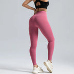 Black Leggings for Women with No T-line High-waisted Hip Lift Yoga Pants with Abdominal Compression and Nude Running Leggings
