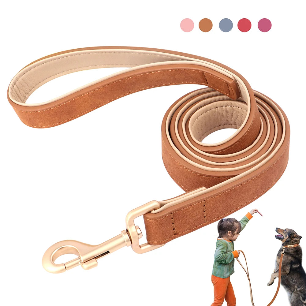 120cm Pet Leash Soft PU Leather Padded Handle Dogs Lead Leash for Dog Walking Training German Shepherd Golden Retriever