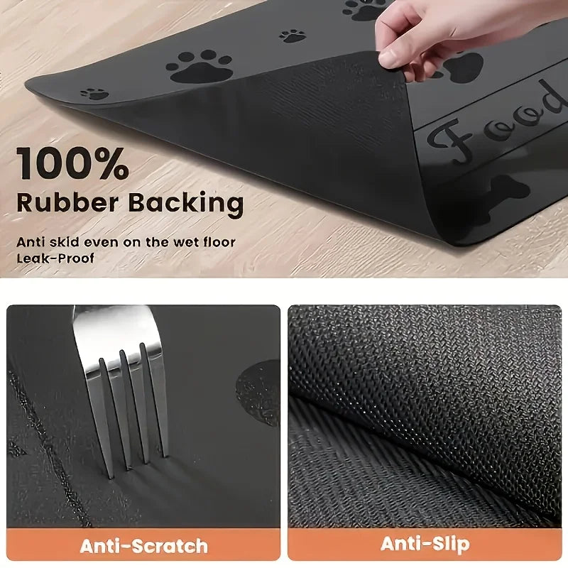 Pet Feeding Mat - Absorbent Pet Mat For Food And Water Bowls, Quick Drying Water Dispensing Mat With Waterproof Rubber Sole