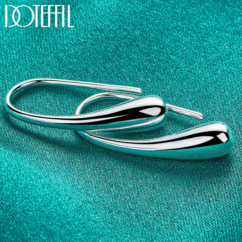 DOTEFFIL 925 Sterling Silver Water Droplets/Raindrops Stud Earrings For Woman Wedding Engagement Fashion Party Charm Jewelry