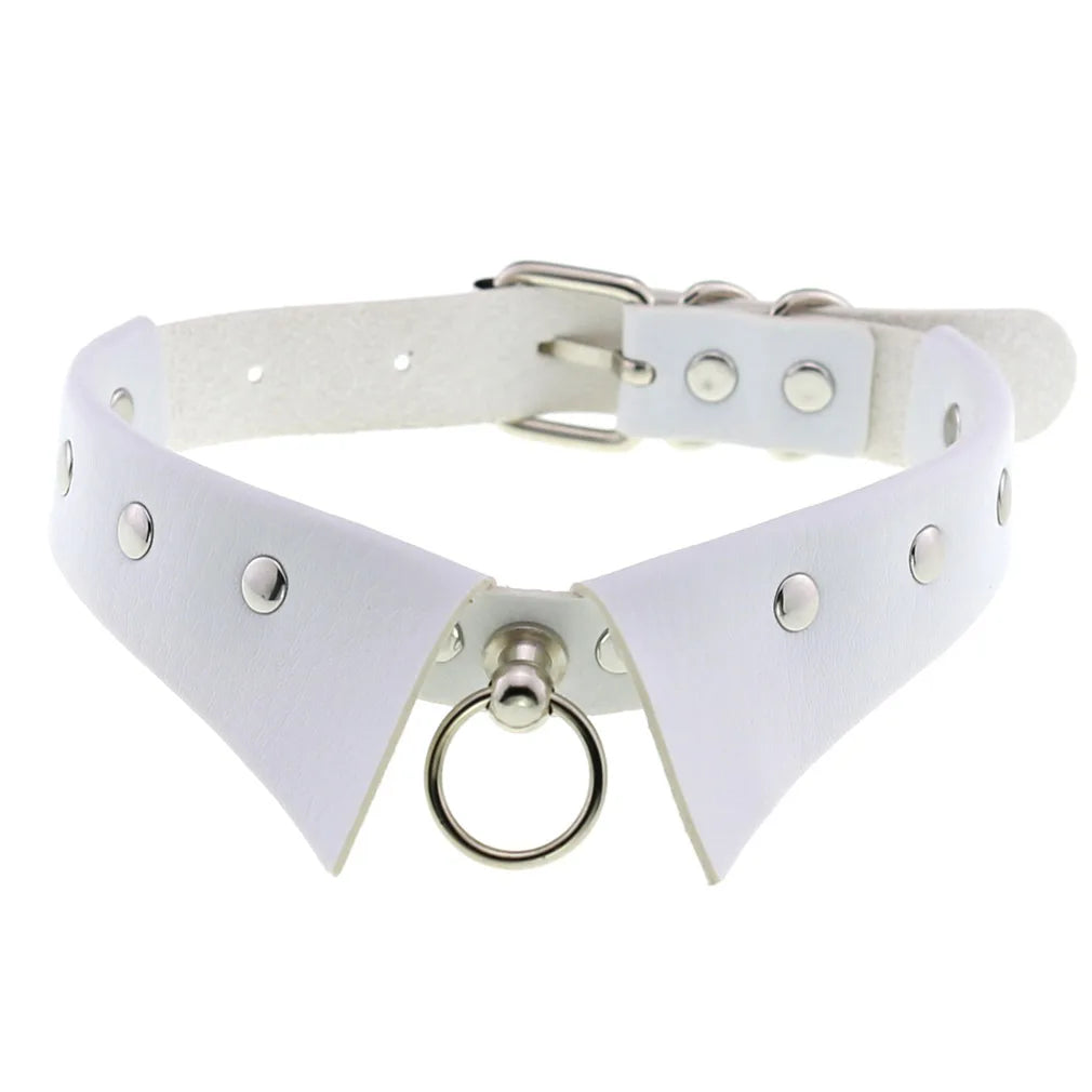 New Harajuku Chocker Sexy Pentagram Rivets White Goth Punk Chokers Gothic Choker Necklace for Women Hip Hop Bondage Cosplay