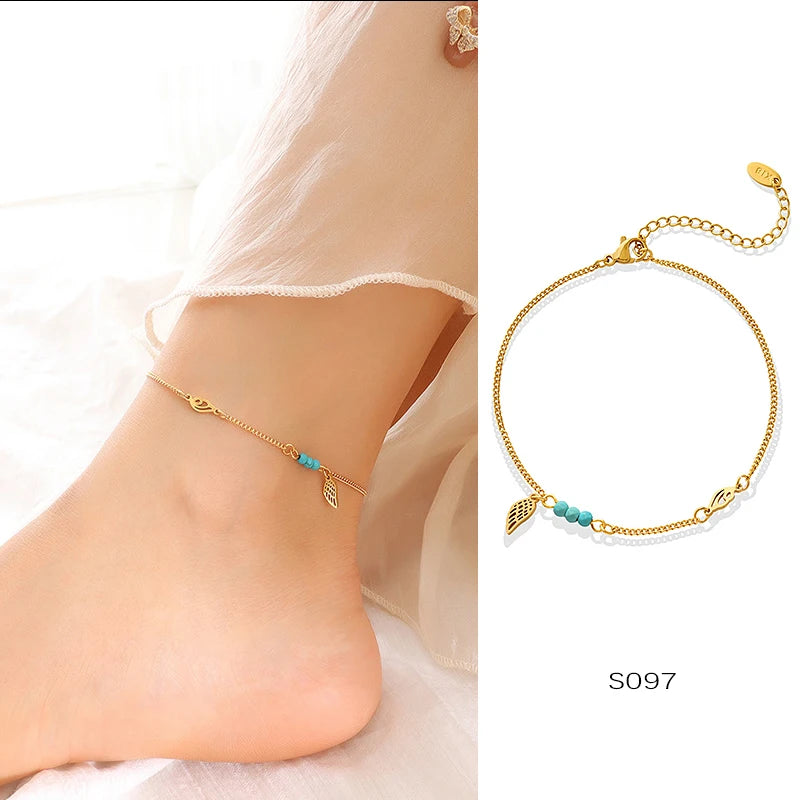 Anklets For Women Stainless Steel 18K Gold Plated High Quality No Tarnish Women's Ankle Bracelets Foot Chains Luxury Ankle Strap