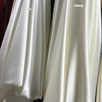 High end elastic silk fabric, beige ivory white soft satin fabric, designer wedding dress, shiny satin