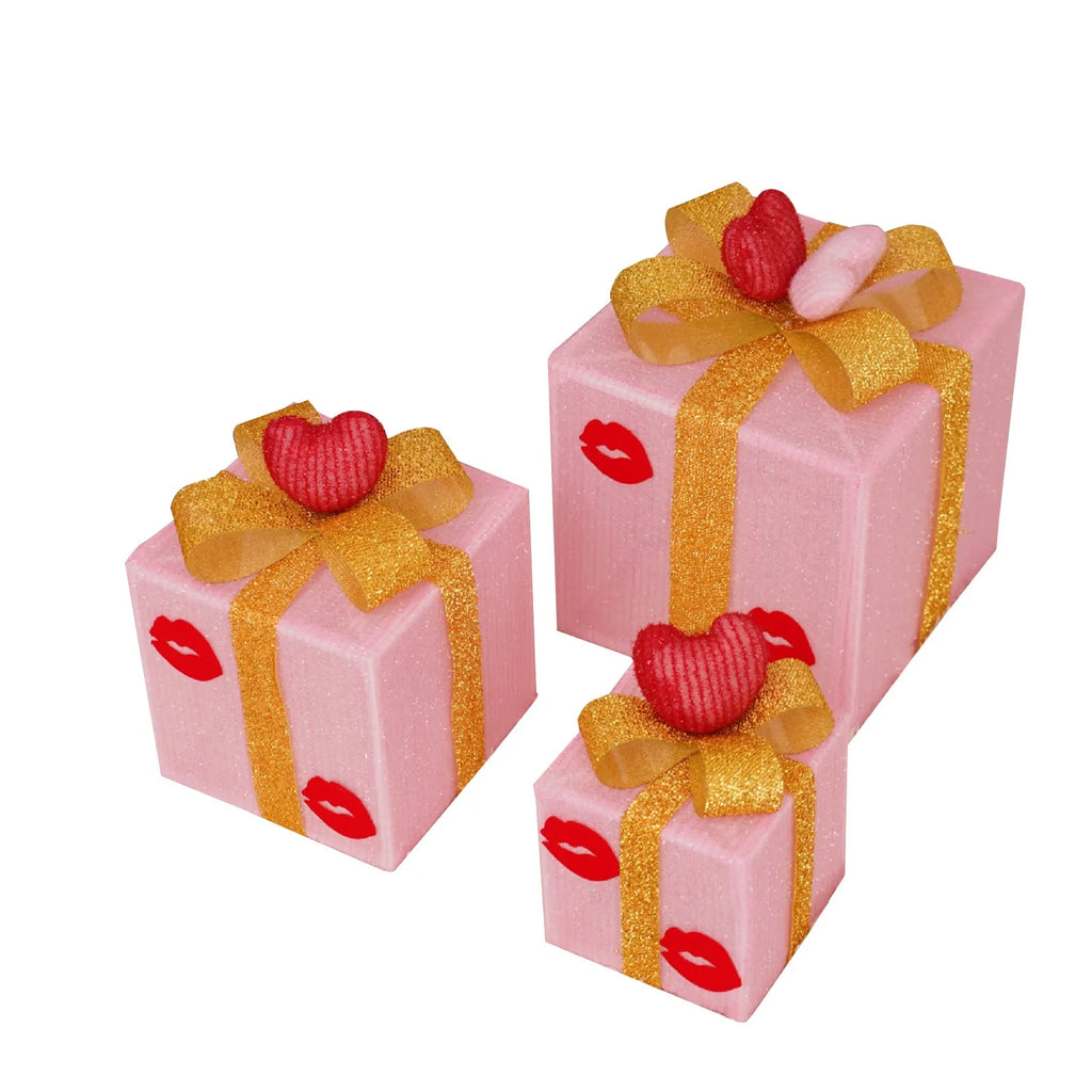 Christmas Decoration 3pcs Transparent Plastic Christmas Gift Boxes With Warm White LED Lights Christmas Tree Skirt Ornament