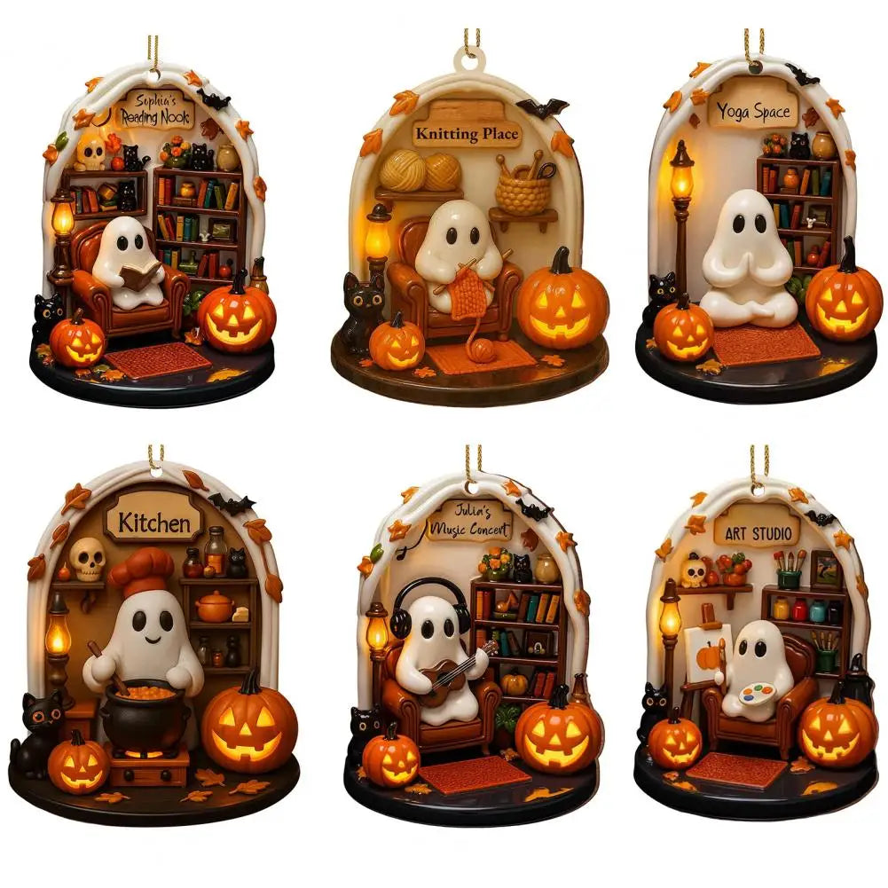 Adorable Halloween Decorations Ghost Scene Decor Spooky Halloween Ghost Ornaments for Indoor Home Decor Acrylic for Reading
