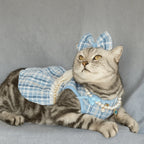 Pet Clothes Cute name-branded clothes Puppy Plaid Dress Soft Thin Design Cat Bow Pearl Coat Breathable Pet Windbreaker Kittens