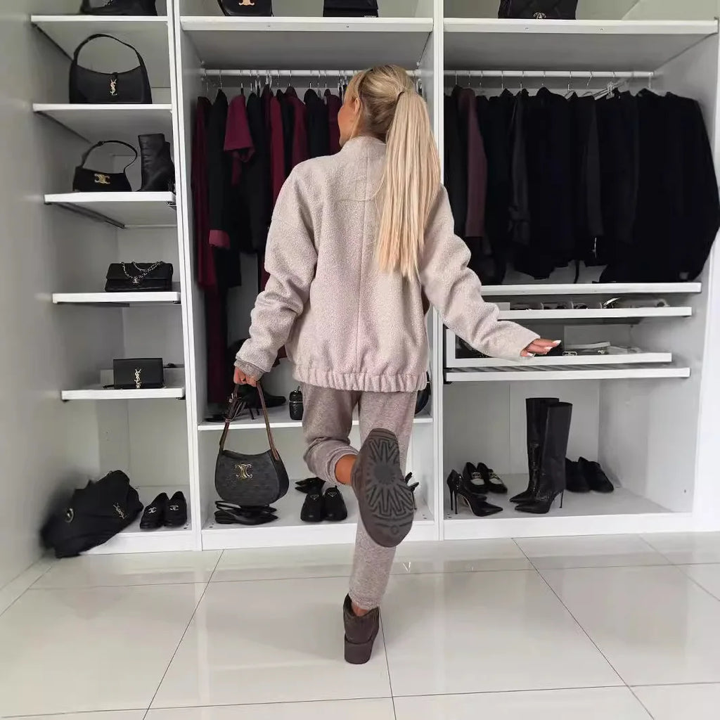 Women's Coats Autumn and Winter Long-sleeved Casual Loose Warm Woolen Coats and Jackets Women Fashion Wool & Blends Coat