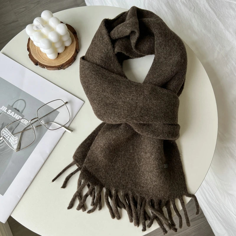 Women New Scarf Autumn Winter Pure Color Scarve Femme Knitted Fashion Shawl Unisex For Women