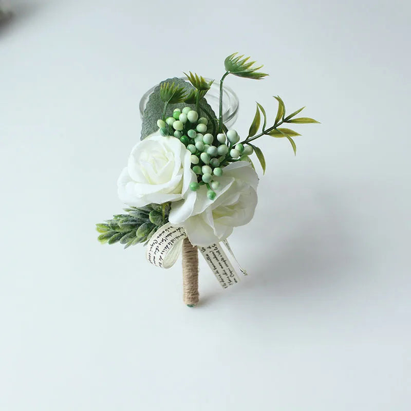 White Brooches Man Suit Shirt Collar Lapel Pin Brooch Pins Wedding Party Accessories Bridesmaid Bracelet Flowers Corsages Flower