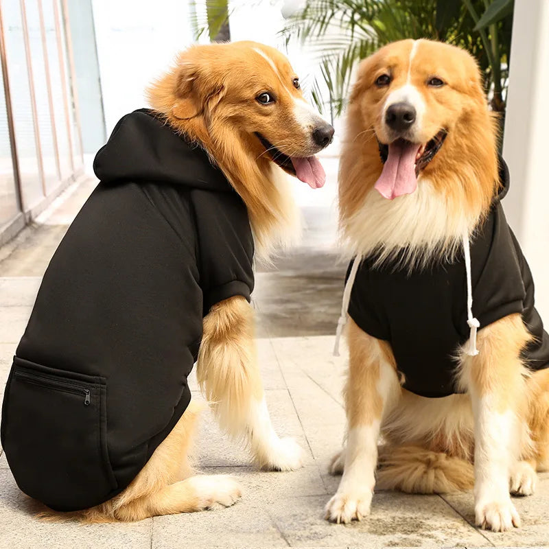 Pet Hoodies for Large Dogs Spring and Autumn Fleece Golden Retriever dog hoodie Sweatshirt with Hat and Zip Pocket  Pet Clothing