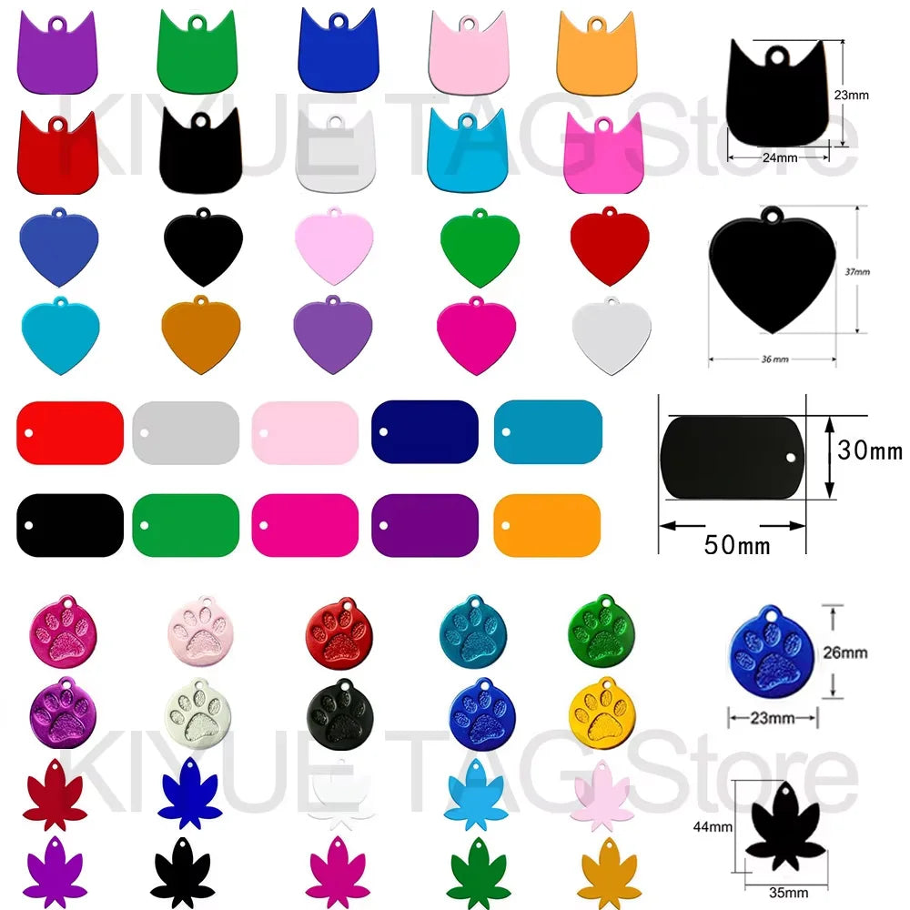 Custom Tags 100PCS Pet Supplies Custom Personalized Cat Collar Name Tag Custom Engraved Dog ID Tag Aluminum Pendant Accessories