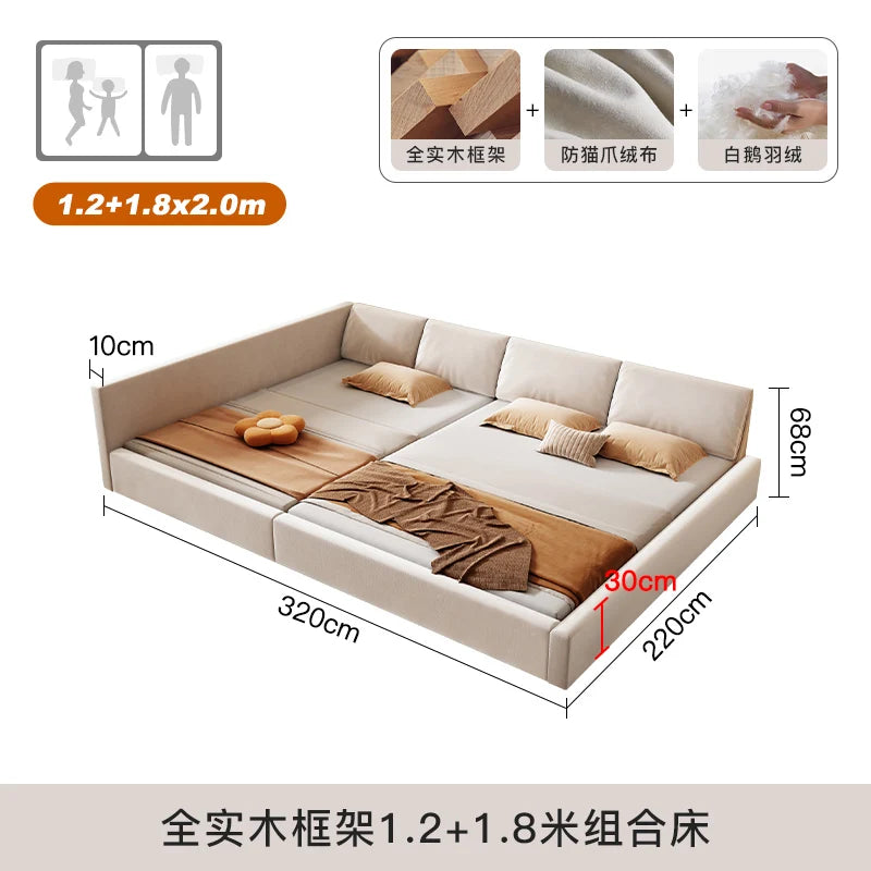 Bedroom Aesthetic Bed Modern Luxury Frame Rail Multifunctional Bed King Size Headboard Camarotes Para Dormitorio Furnitures