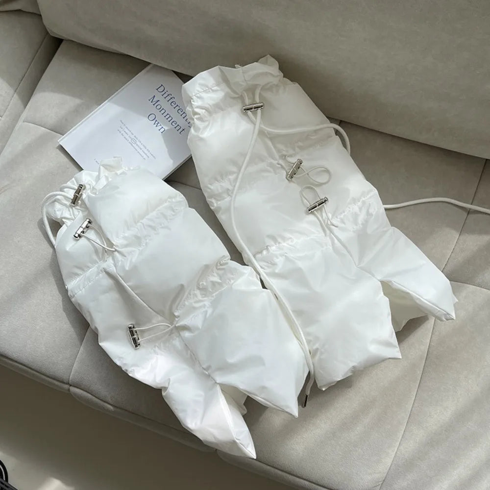 30/42cm New Thick Leg Warmer Women Ankle Warmer Drawstring Padded Puffer Split Boot Cuffs Adjustable Calf Gaiters Winter