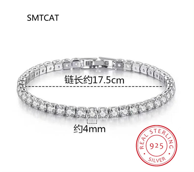 Charm Bracelet For Women High Quality S925 Silver Platinum Plated Moissanite Bracelet Sparkling Personality Wedding Jewelry Gift