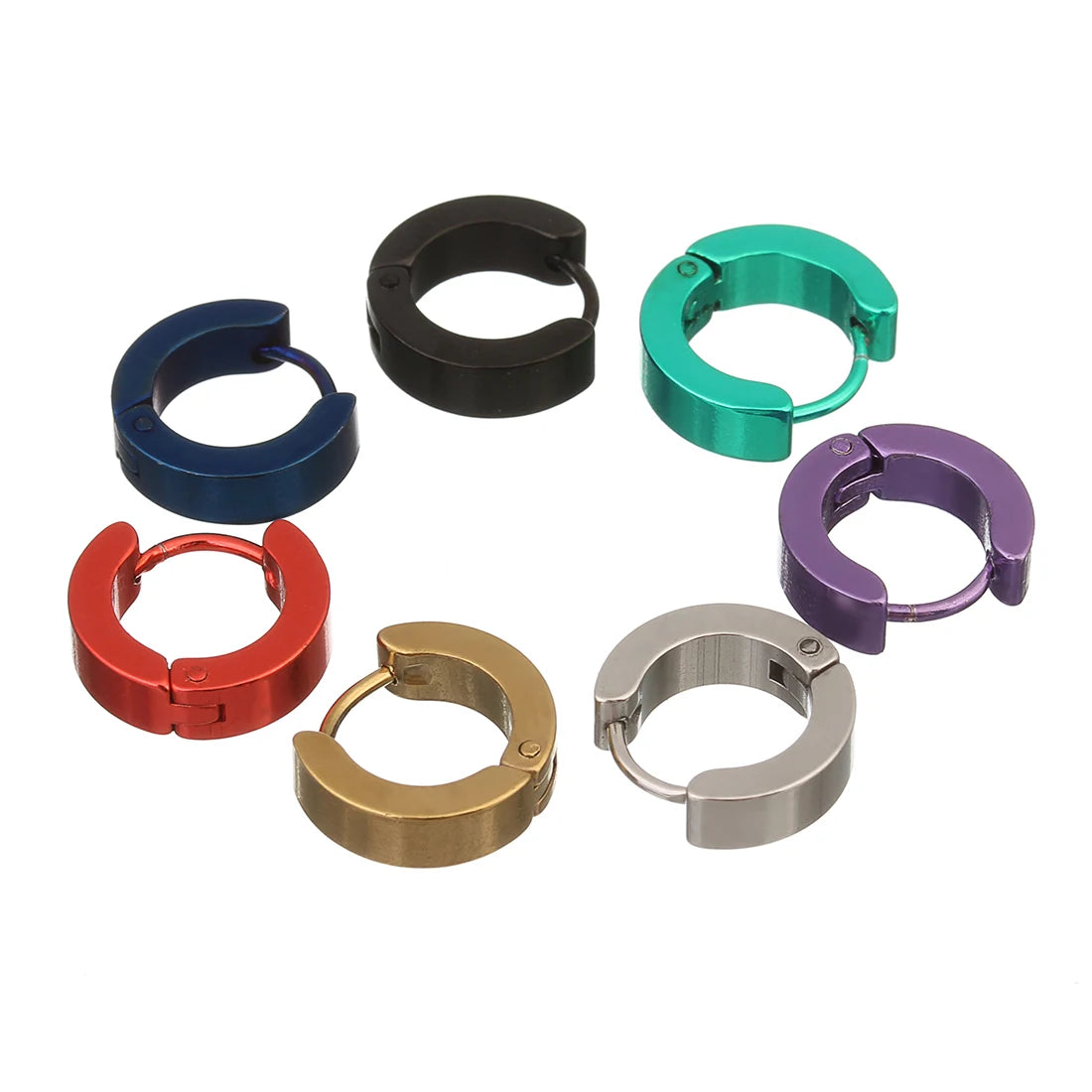 1Pair 14mm Colorful Stainless Steel Round Stud Popular Earring Hoops For Women Simple Metal Circle Small Earrings Jewelry Supply