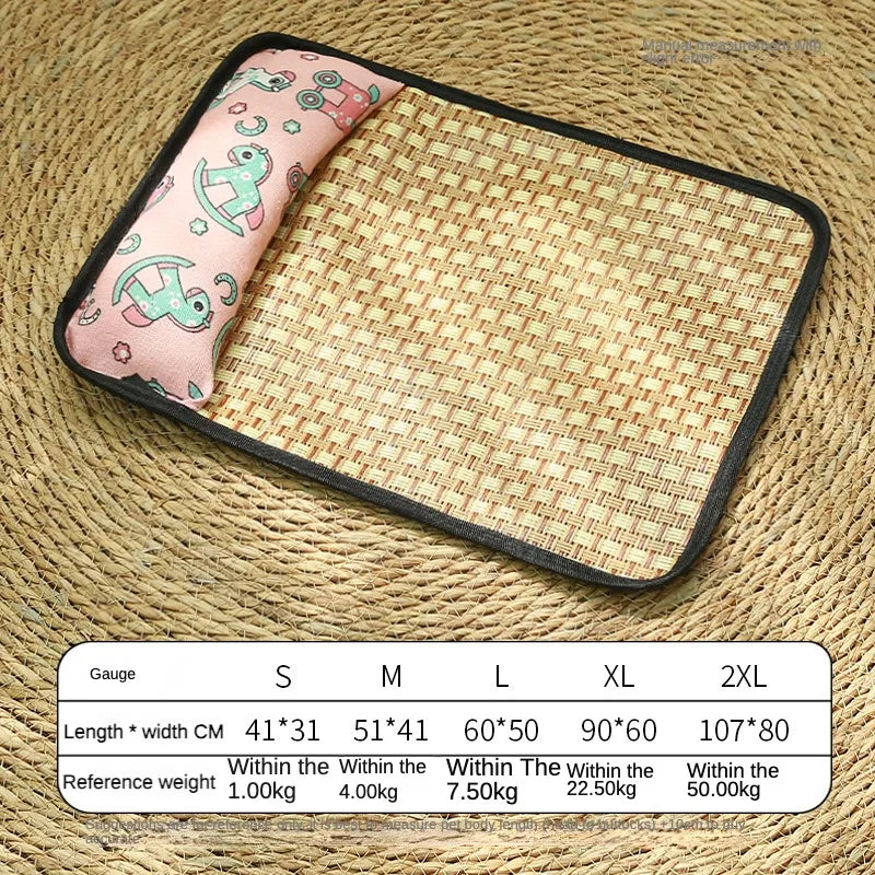 Pet Bed Sleeping Mat Dog Beds Rattan Woven Cat Mat Bed Summer Pet Cooling Mat for Small Dog Cats Puppy Beds Cushion Chihuahua