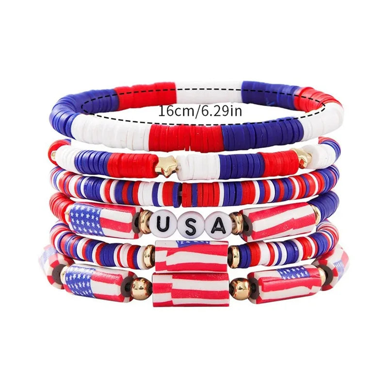 4th of July Outfits Bracelets For Women 3-7 Pack Patriotic Bracelet Decoration for Independence Day Celebration Jewelry Gifts