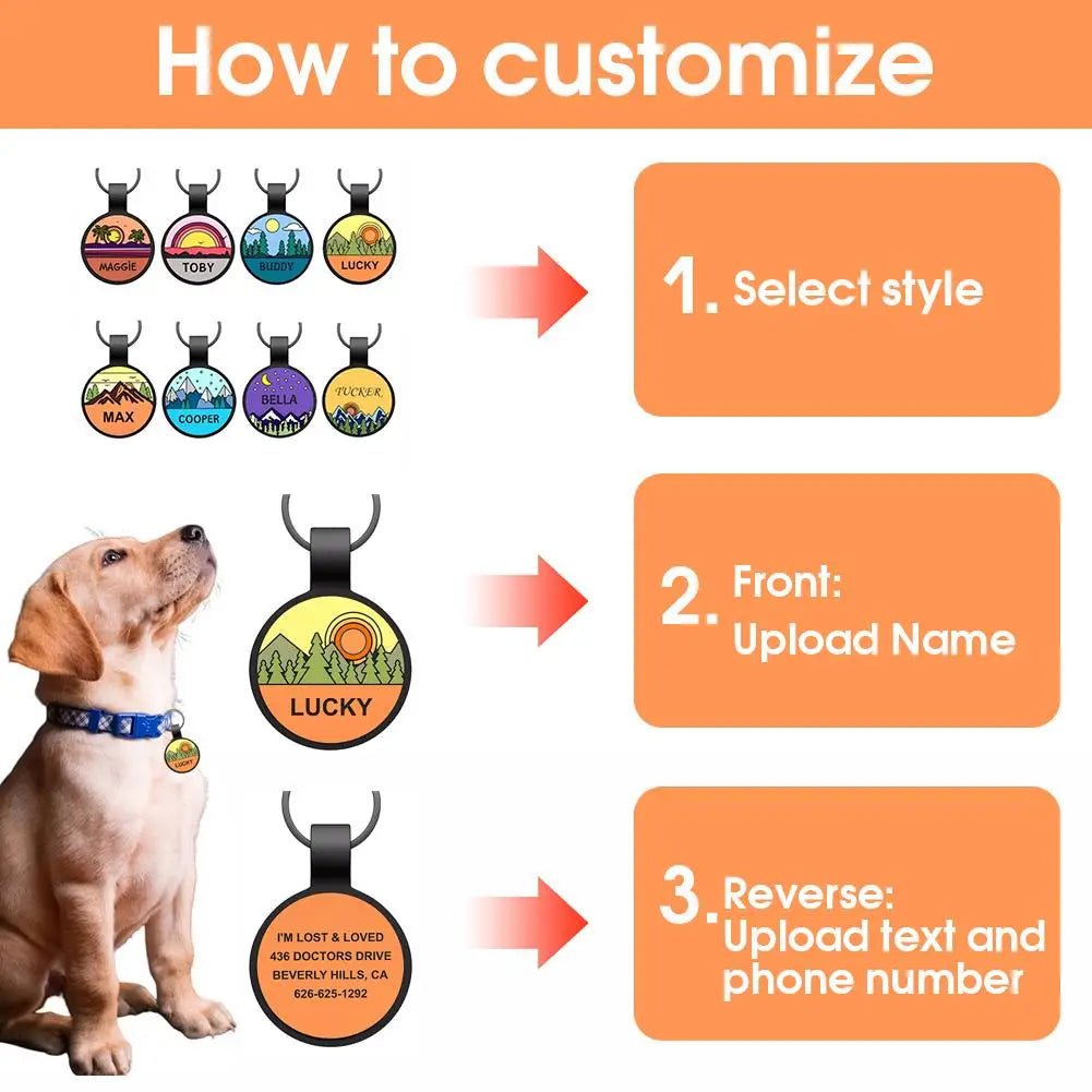 Custom Tags Engraved Silicone Pet Tags Creative Unique Soft Silicone Pet Collar Pendant Anti-lost Collar Personalized Pet Supplies
