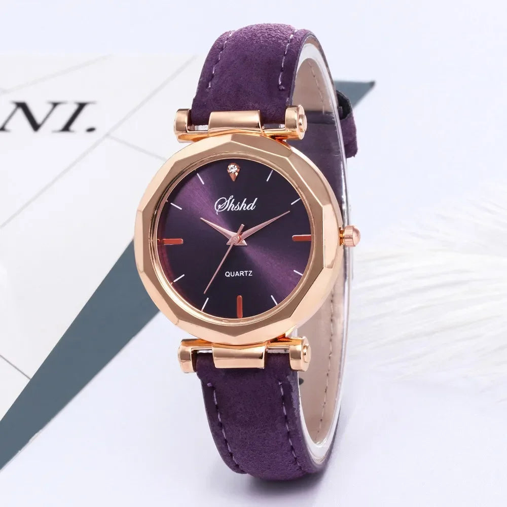 Casual Fashion Ladies Business Watch Women's Watches Women Leather Casual Watch Luxury Analog Quartz Crystal Wristwatch Relogio
