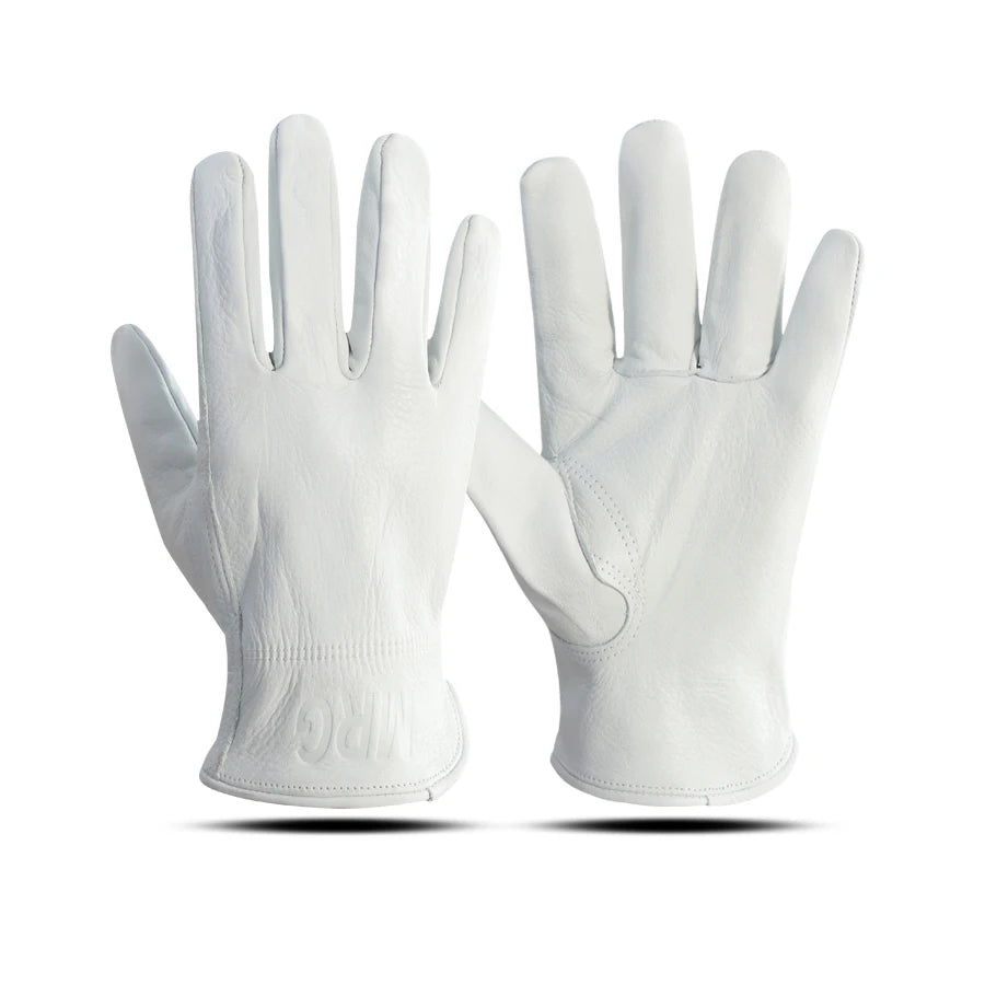 1 Pair Men Work Gloves Soft Cowhide Driver Hunting Driving Farm Garden Welding Security Protection Safety Mechanic Glove