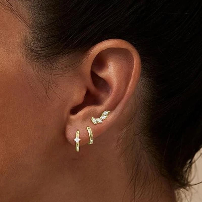 Studs Hoop Earrings Zirconia Piercings Earrings Fashion Jewelry for Women Girls