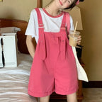 Summer Overalls Jumpsuits For Women Casual Adjustable Strap Loose Sweet Chic Kawaii Streetwear Shorts Rompers Playsuits Outfits