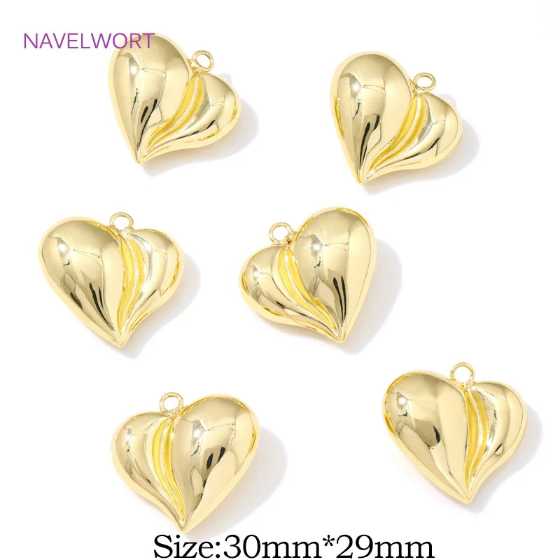 Pendants For Jewelry 18K Gold Plated Brass Heart Charms Pendants For Fashion Necklace Making Supplies DIY Jewelry Accessories