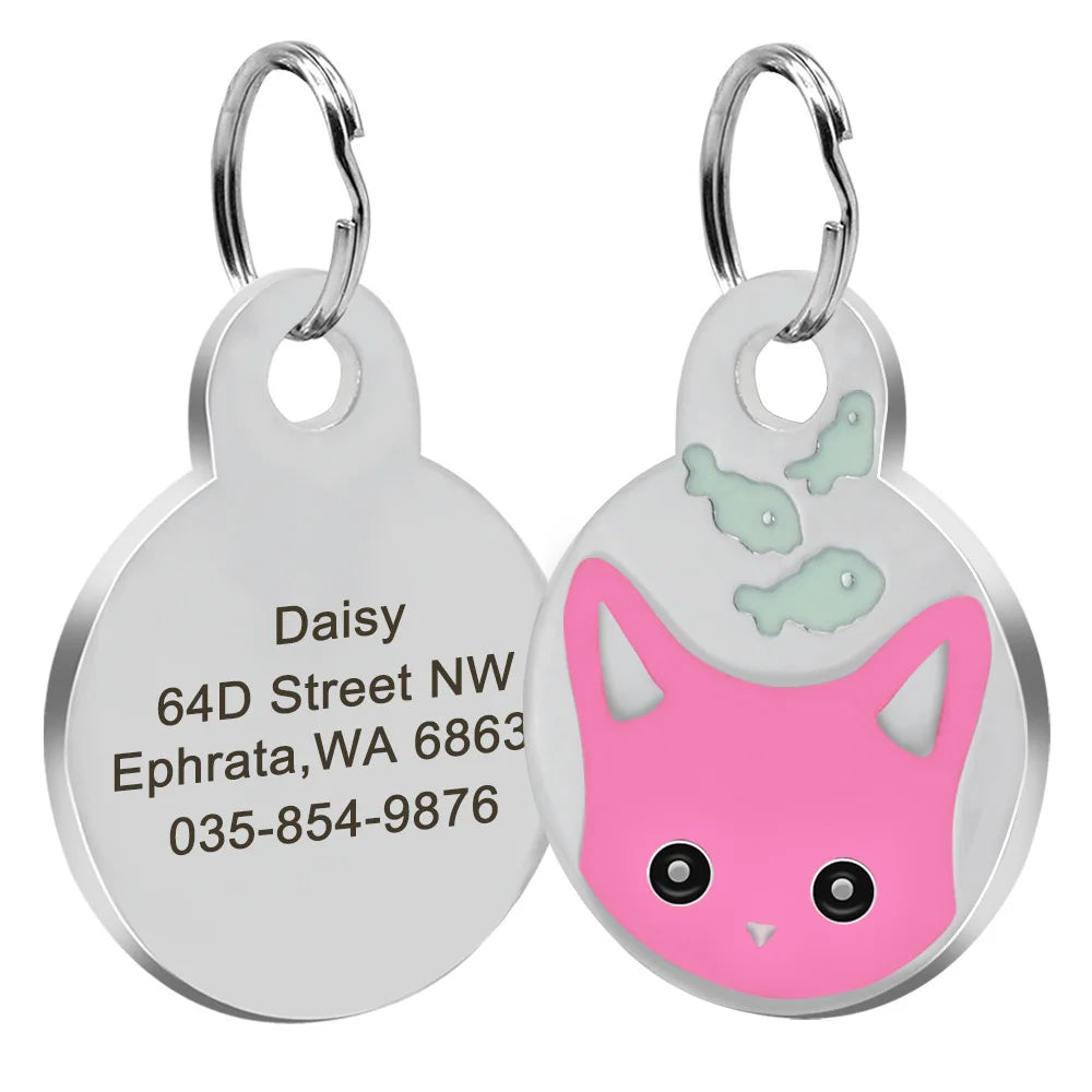 Custom Tags Custom Dog Cat ID Tag Personalized Cute Pet Name Tag for Cat Dog Collar Address Tags for Dog With Engraving customized Anti-Lost