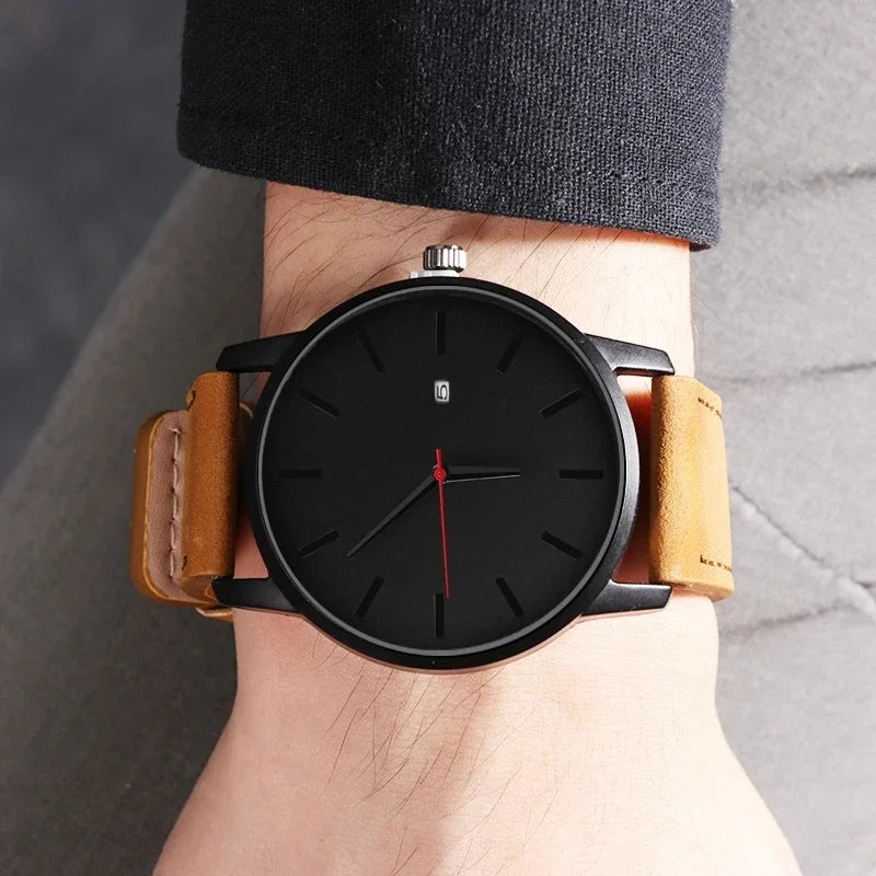 Casual Leather Sports Man Watch Top Brand Fashion Analog Men's Quartz Wristwatch Simple Military Male Clock reloj para hombre