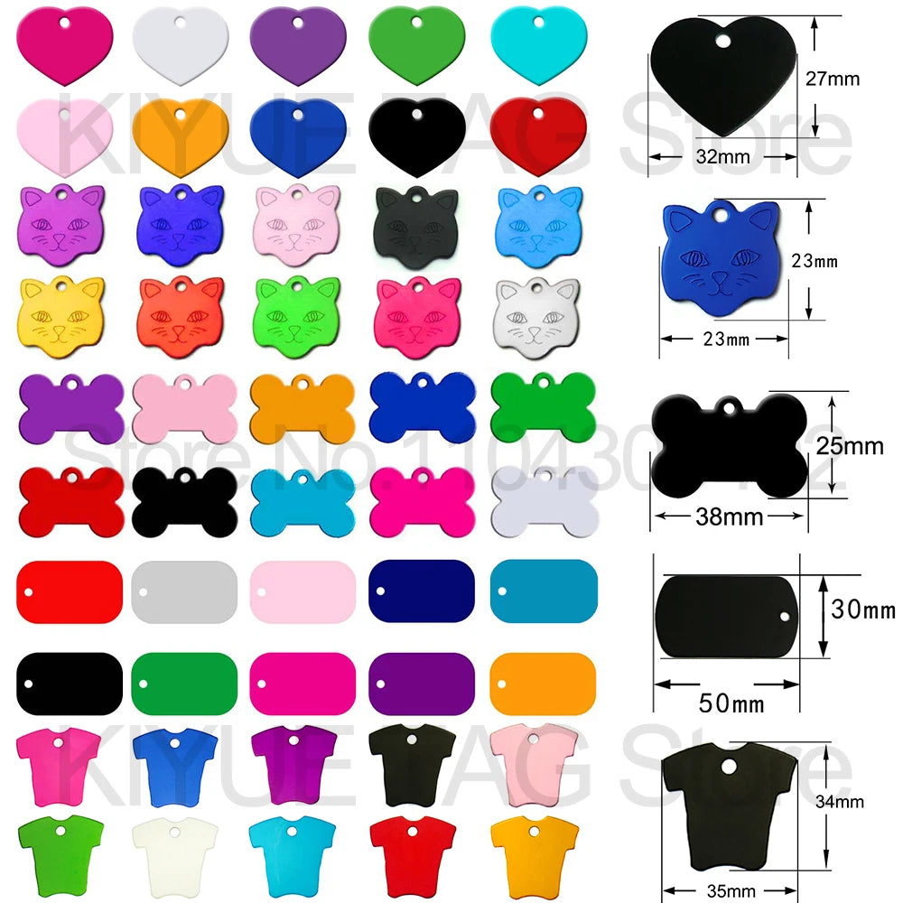 Custom Tags 100PCS Pet Supplies Custom Personalized Cat Collar Name Tag Custom Engraved Dog ID Tag Aluminum Pendant Accessories