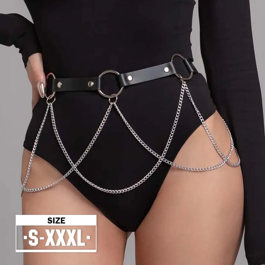 Women Fashion Belly Belt Chain Street Style Belt With Chain Gothic harness chain bustier Harness Waist Belt Clothing Accessories